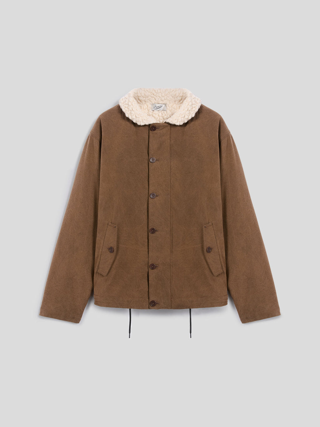 REGULAR FIT NUTMEG COTTON JACKET, WITH ADJUSTABLE HEM AND "TEDDY" LINING - NUTMEG - Check Active | Pence 1979