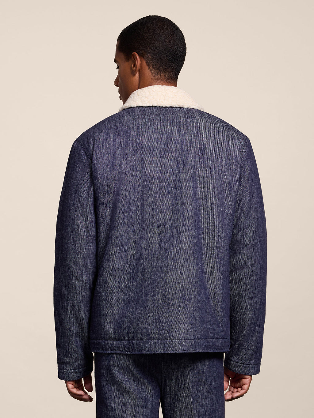 REGULAR FIT, LIGHTWEIGHT SPICY BLUE DENIM JACKET, WITH ADJUSTABLE HEM AND "TEDDY" LINING - SPICY BLUE - Check Active | Pence 1979
