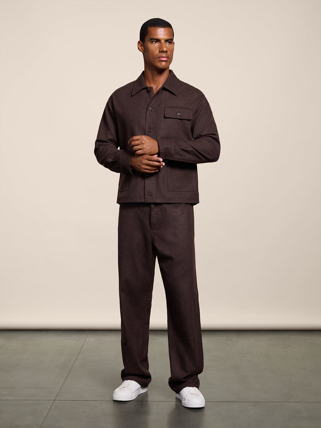 REGULAR FIT OVERSHIRT IN MARRON GLACE' FLANEL - MARRON GLACE' - Check Active | Pence 1979