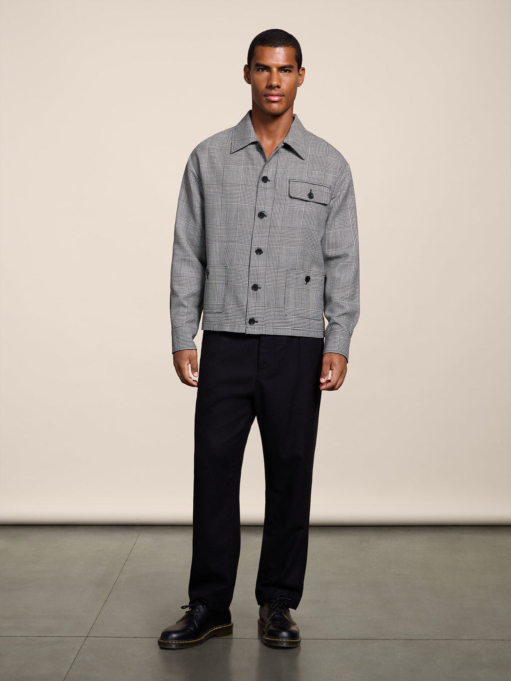 OVERSHIRT REGULAR FIT IN MISTO LANA BIANCA E NERA - BIANCO E NERO - Abbigliamento Uomo | Pence 1979