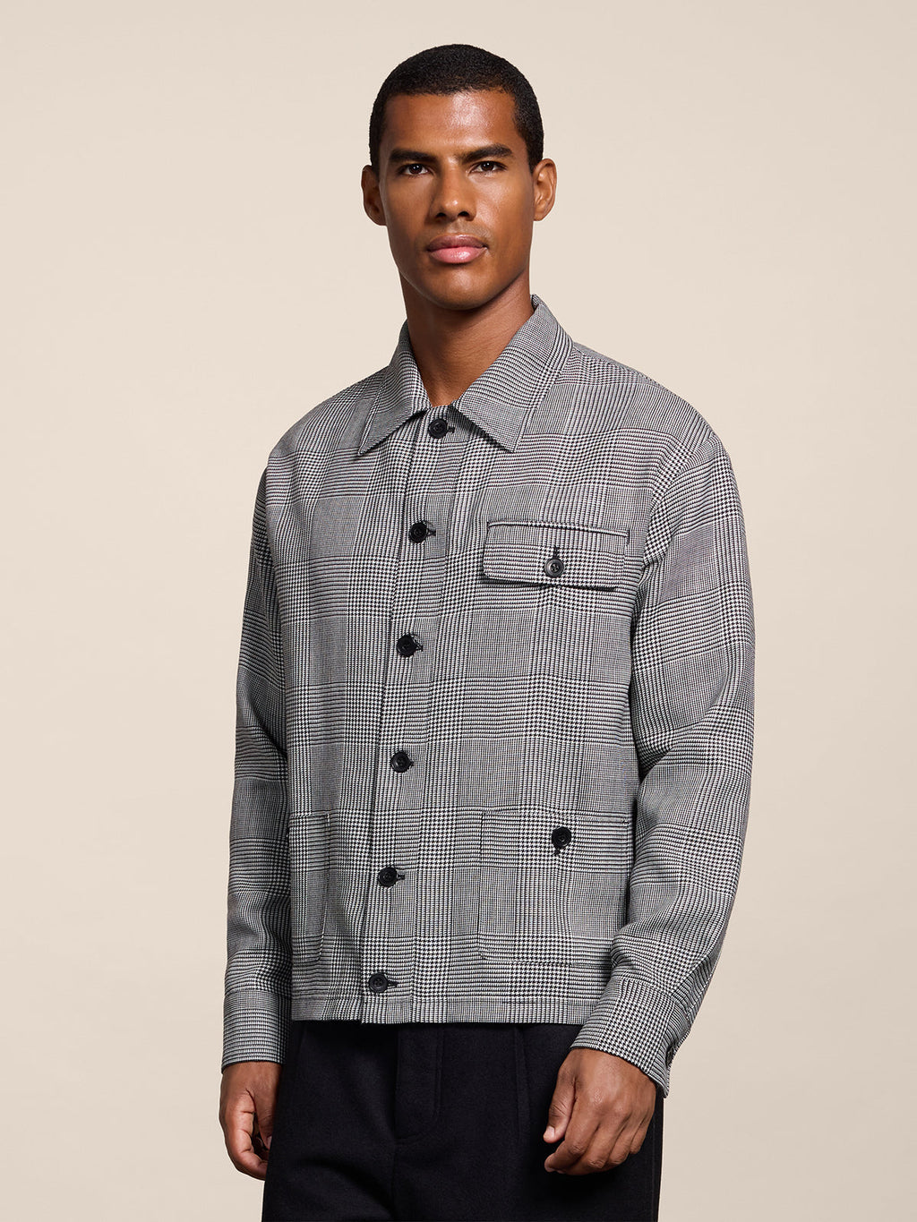 OVERSHIRT REGULAR FIT IN MISTO LANA BIANCA E NERA - BIANCO E NERO - Abbigliamento Uomo | Pence 1979