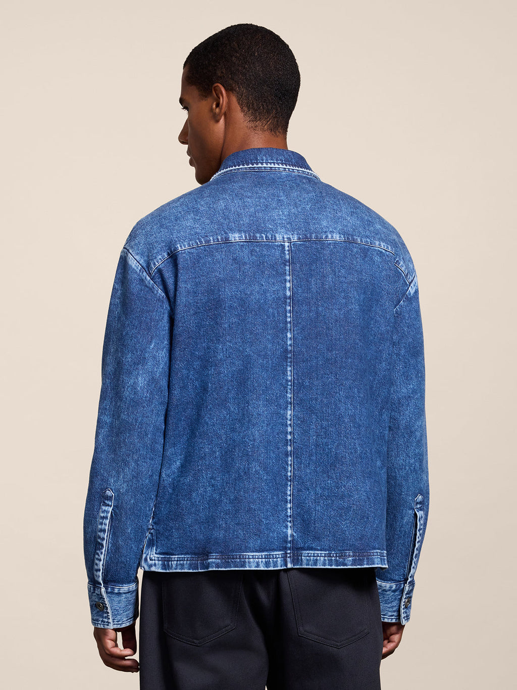 REGULAR FIT OVERSHIRT IN MARBLE BLUE DENIM - MARBLE BLUE - Check Active | Pence 1979
