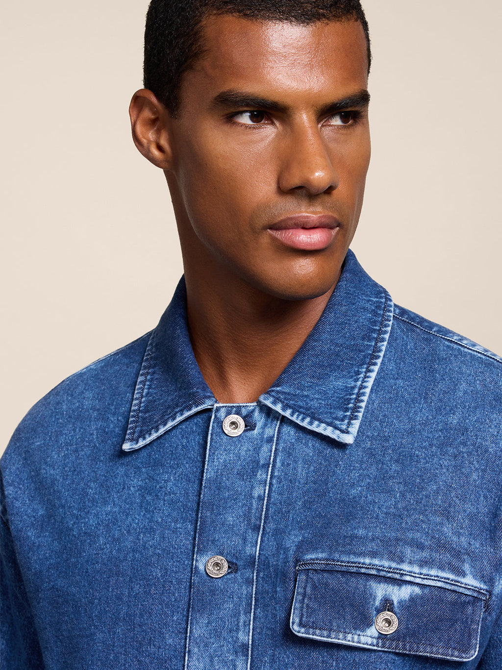 REGULAR FIT OVERSHIRT IN MARBLE BLUE DENIM - MARBLE BLUE - Check Active | Pence 1979