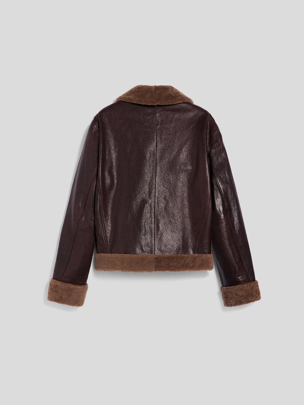 REGULAR FIT MAHOGANY SHEARLING JACKET WITH CENTRAL ZIP - MAHOGANY - Check Active | Pence 1979