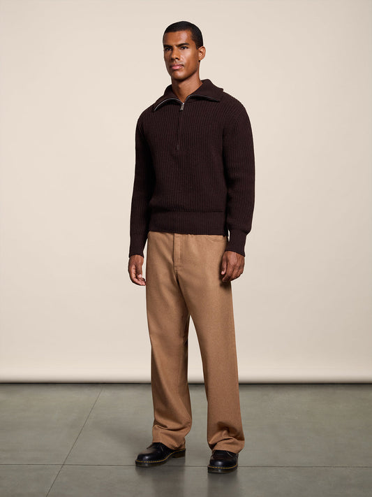REGULAR FIT MAHOGANY WOOL SWEATSHIRT - MAHOGANY - Check Active | Pence 1979