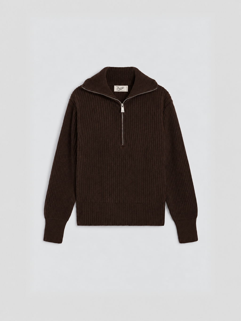 MAGLIA CON MEZZA ZIP REGULAR FIT IN LANA SPORTIVA MOGANO - MOGANO - Abbigliamento Uomo | Pence 1979