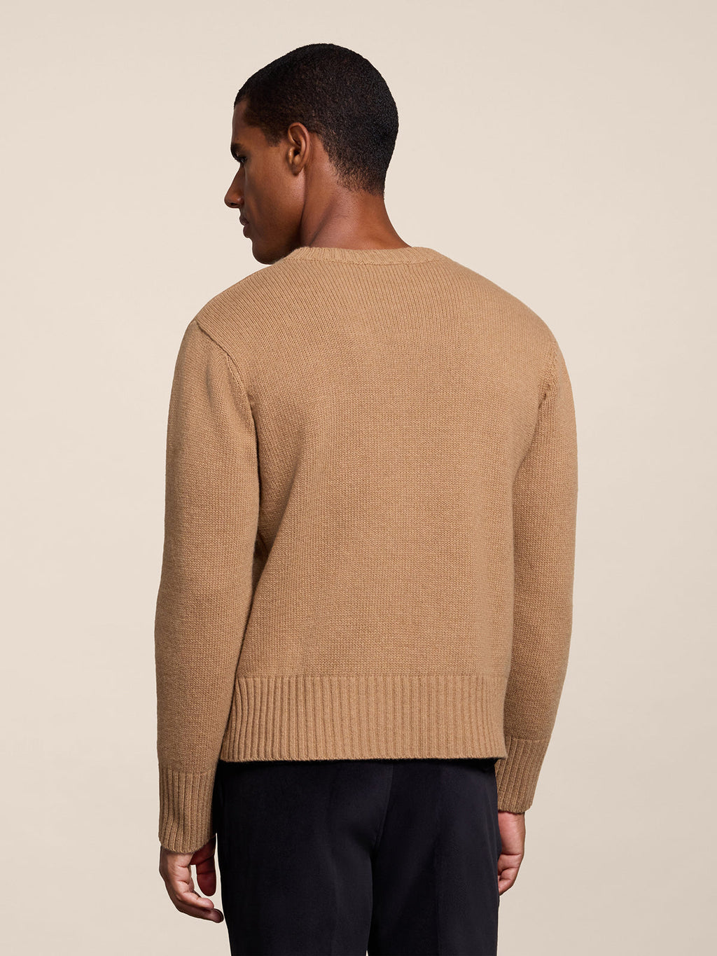 REGULAR FIT CAMEL WOOL CREW-NECK SWEATER WITH BREAST POCKET - CAMEL - Check Active | Pence 1979