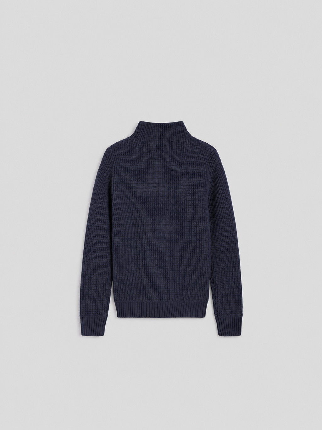 REGULAR FIT CRATER-NECKLINE PRUSSIAN BLU WOOL SWEATER IN CORN STITCH - PRUSSIAN BLUE - Check Active | Pence 1979