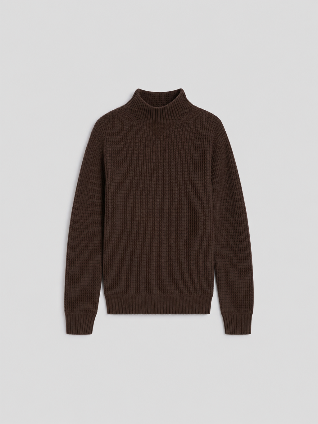 REGULAR FIT CRATER-NECKLINE MAHOGANY WOOL SWEATER IN CORN STITCH - MAHOGANY - Check Active | Pence 1979