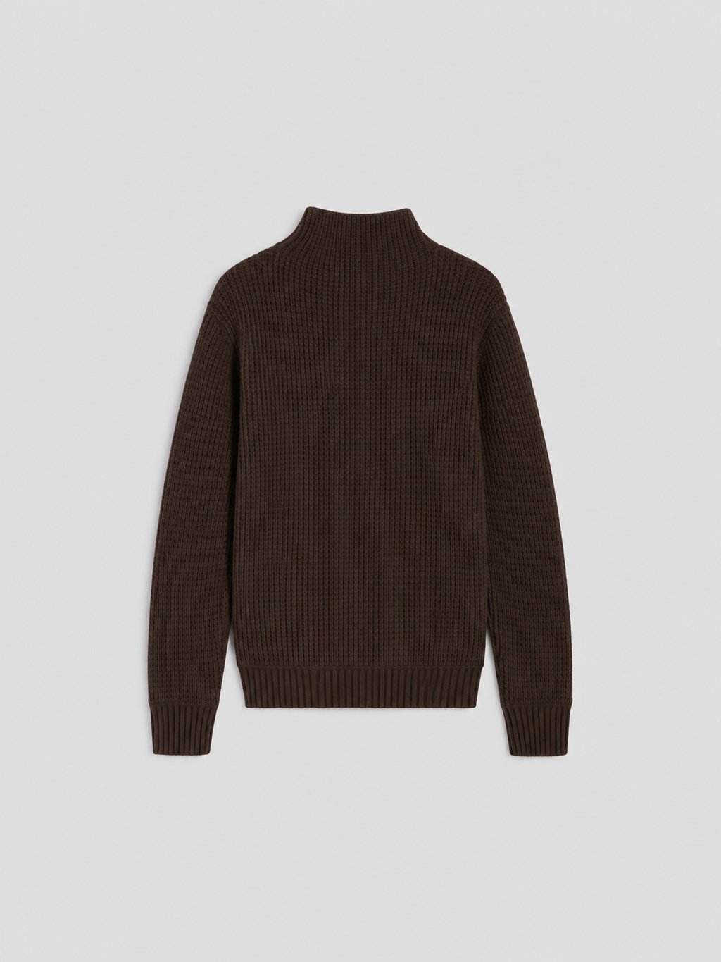 REGULAR FIT CRATER-NECKLINE MAHOGANY WOOL SWEATER IN CORN STITCH - MAHOGANY - Check Active | Pence 1979