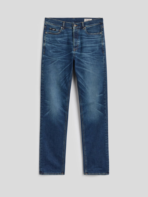 PANTALONE 5 TASCHE DA UOMO IN DENIM COMFORT BLU MEDIO, REGULAR FIT - MEDIUM DENIM BLUE  - Abbigliamento Uomo | Pence 1979