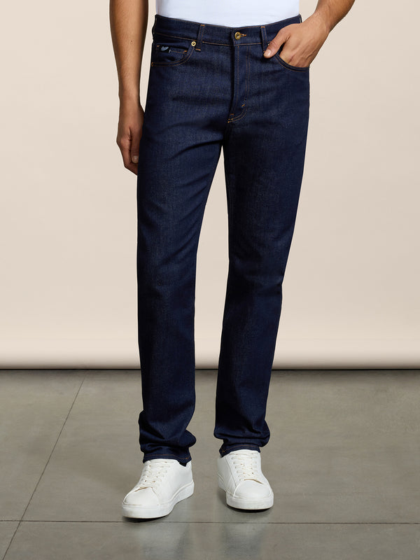 PANTALONE 5 TASCHE DA UOMO IN DENIM COMFORT BLU SCURO, REGULAR FIT - DARK DENIM BLUE  - Abbigliamento Uomo | Pence 1979