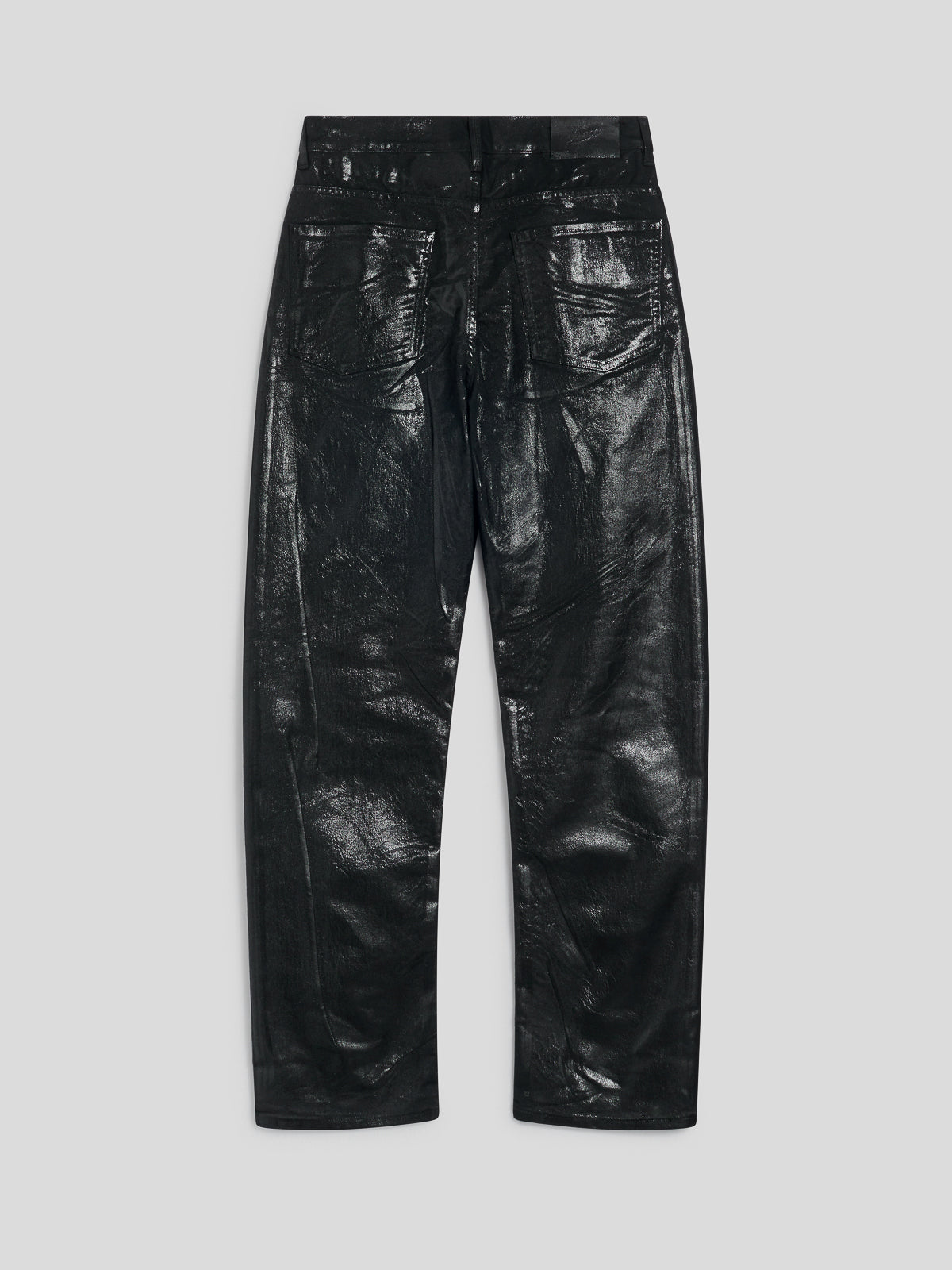PANTALONE 5 TASCHE DA UOMO LOOSE FIT IN DENIM CON SPALMATURA METALLICA COLORE NERO