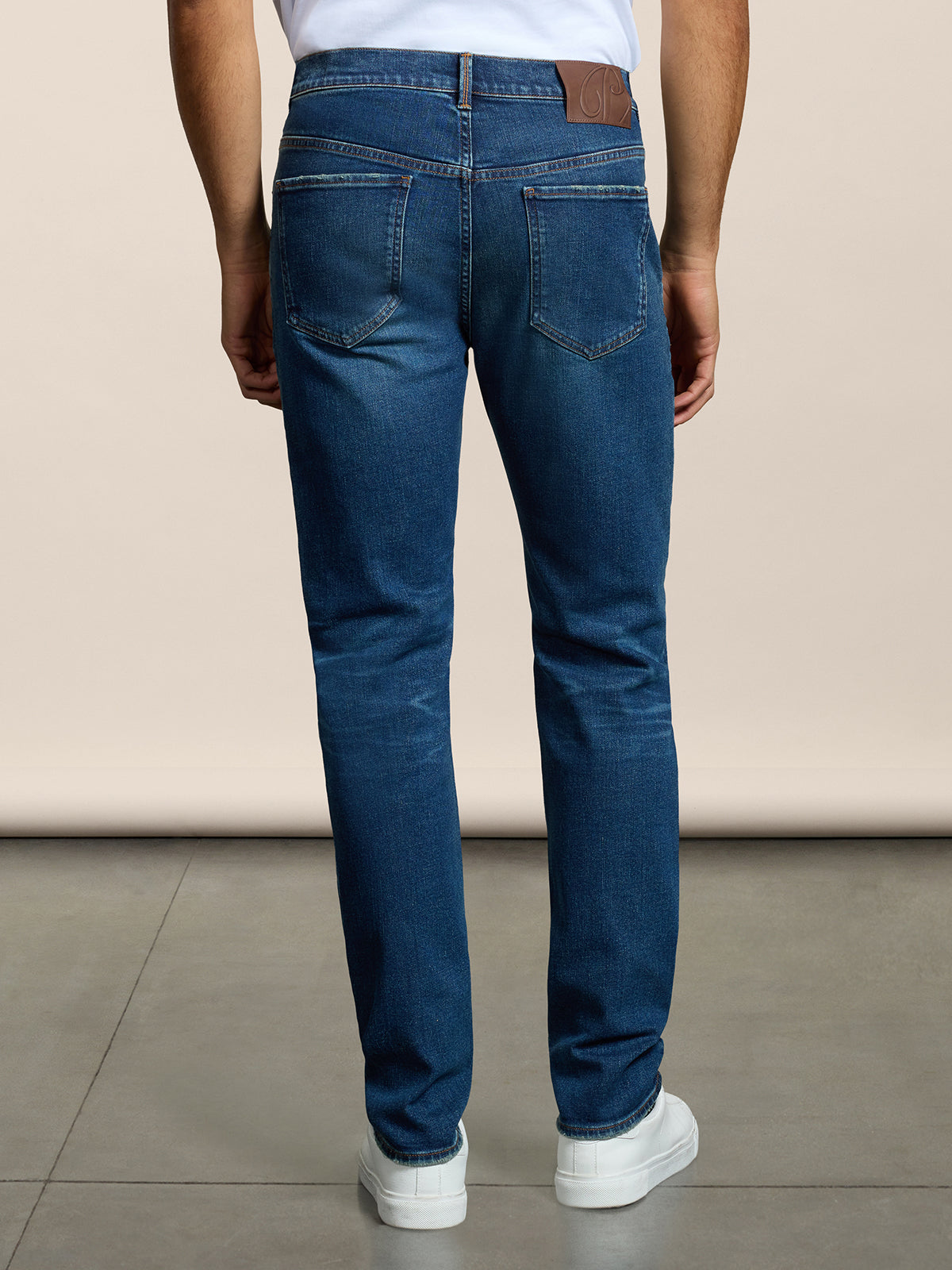 PANTALONE 5 TASCHE DA UOMO IN DENIM COMFORT BLU MEDIO, SLIM FIT