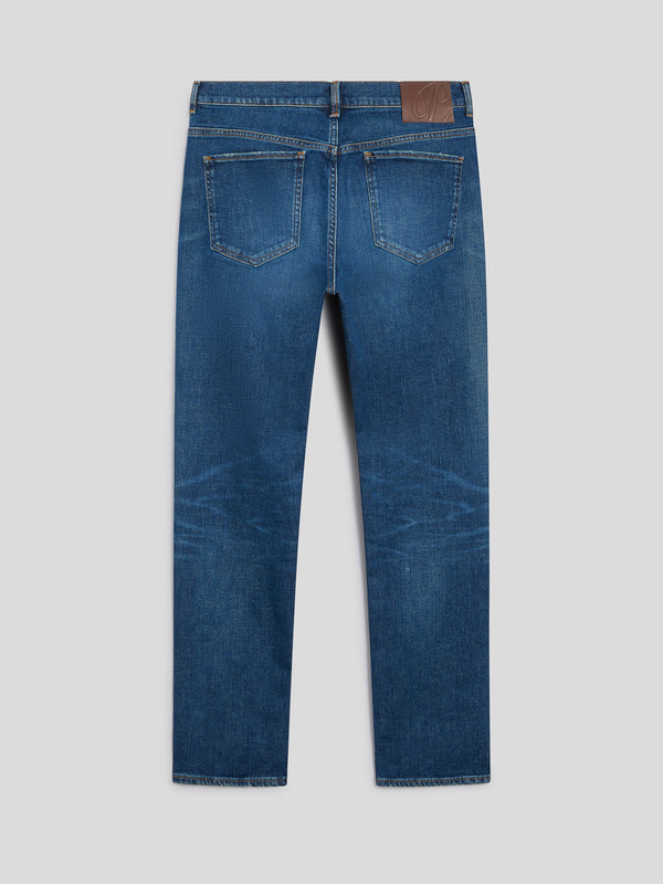 PANTALONE 5 TASCHE DA UOMO IN DENIM COMFORT BLU MEDIO, SLIM FIT - MEDIUM DENIM BLUE  - Abbigliamento Uomo | Pence 1979