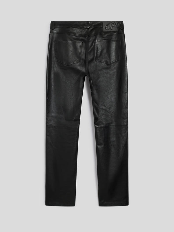 PANTALONE 5 TASCHE DA UOMO SLIM FIT IN PELLE D'AGNELLO COLORE NERO - NERO - Abbigliamento Uomo | Pence 1979
