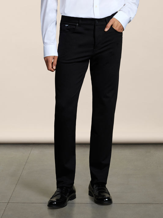 PANTALONE 5 TASCHE DA UOMO JERSEY PESANTE COMFORT SLIM FIT COLORE NERO - NERO - Abbigliamento Uomo | Pence 1979