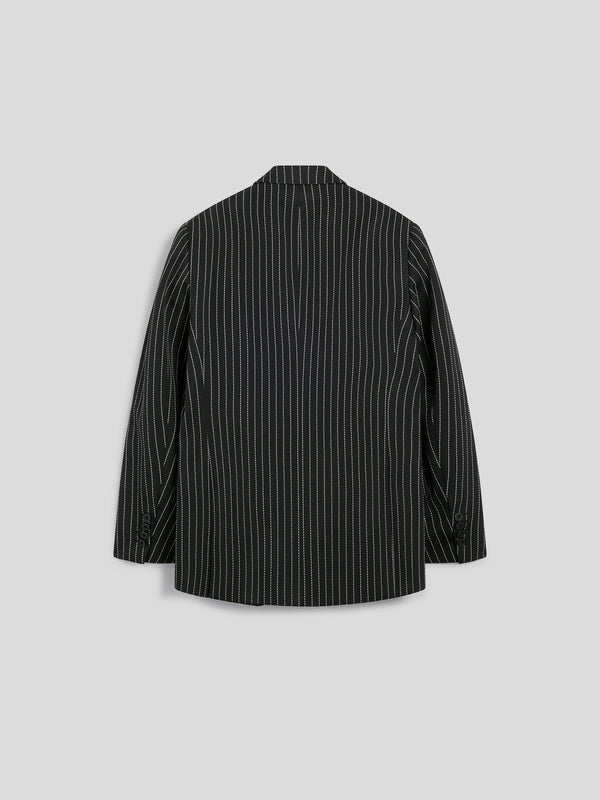 BLAZER DOPPIOPETTO DA UOMO REVERS LANCIA REGULAR FIT IN GESSATO FONDO NERO RIGA BIANCA - NERO/BIANCO PINSTRIPE - Abbigliamento Uomo | Pence 1979