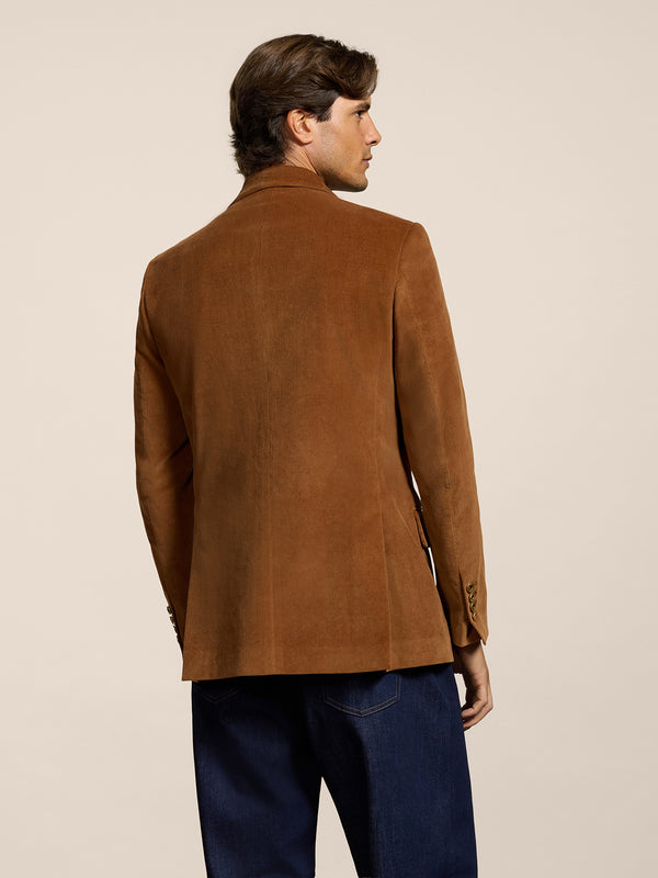 BLAZER DOPPIOPETTO DA UOMO REVERS LANCIA REGULAR FIT IN VELLUTO COLORE CARAMELLO SCURO - DARK CARAMEL - Abbigliamento Uomo | Pence 1979