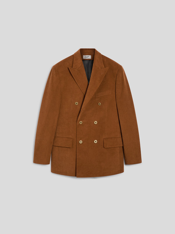 BLAZER DOPPIOPETTO DA UOMO REVERS LANCIA REGULAR FIT IN VELLUTO COLORE CARAMELLO SCURO - DARK CARAMEL - Abbigliamento Uomo | Pence 1979