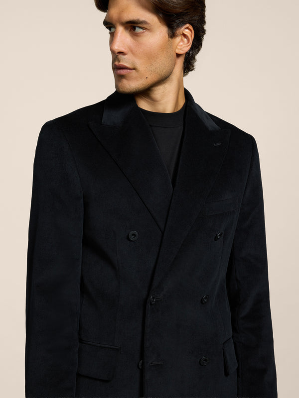 BLAZER DOPPIOPETTO DA UOMO REVERS LANCIA REGULAR FIT IN VELLUTO COLORE NERO - NERO - Abbigliamento Uomo | Pence 1979