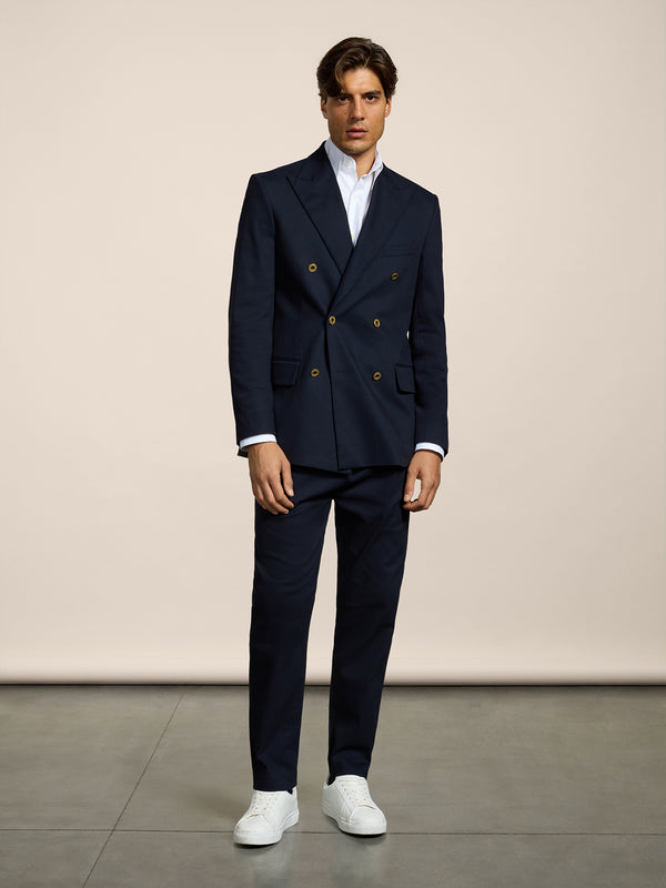 BLAZER DOPPIOPETTO DA UOMO REVERS LANCIA REGULAR FIT IN RASATELLO DI COTONE BLU - BLUE - Abbigliamento Uomo | Pence 1979