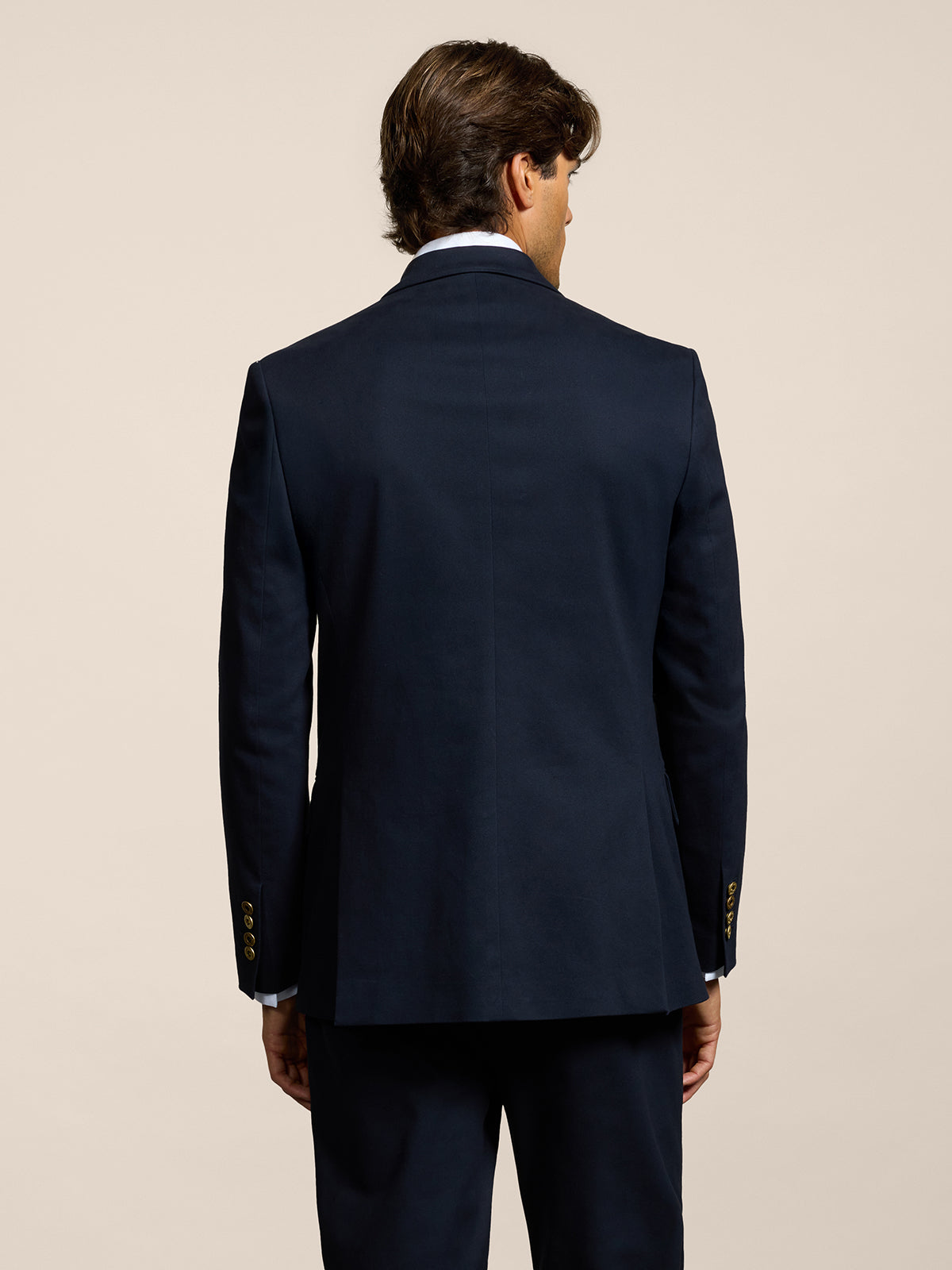 BLAZER DOPPIOPETTO DA UOMO REVERS LANCIA REGULAR FIT IN RASATELLO DI COTONE BLU