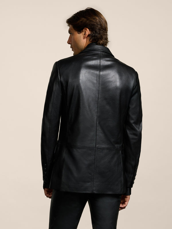 BLAZER DOPPIOPETTO DA UOMO REVERS LANCIA REGULAR FIT IN PELLE D'AGNELLO COLORE NERO - NERO - Abbigliamento Uomo | Pence 1979