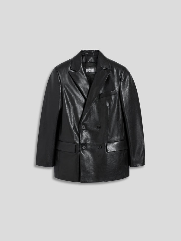 BLAZER DOPPIOPETTO DA UOMO REVERS LANCIA REGULAR FIT IN PELLE D'AGNELLO COLORE NERO - NERO - Abbigliamento Uomo | Pence 1979