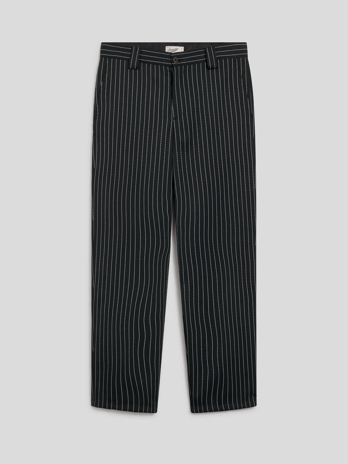 PANTALONE CHINOS DA UOMO REGULAR FIT IN GESSATO FONDO NERO E RIGA BIANCA