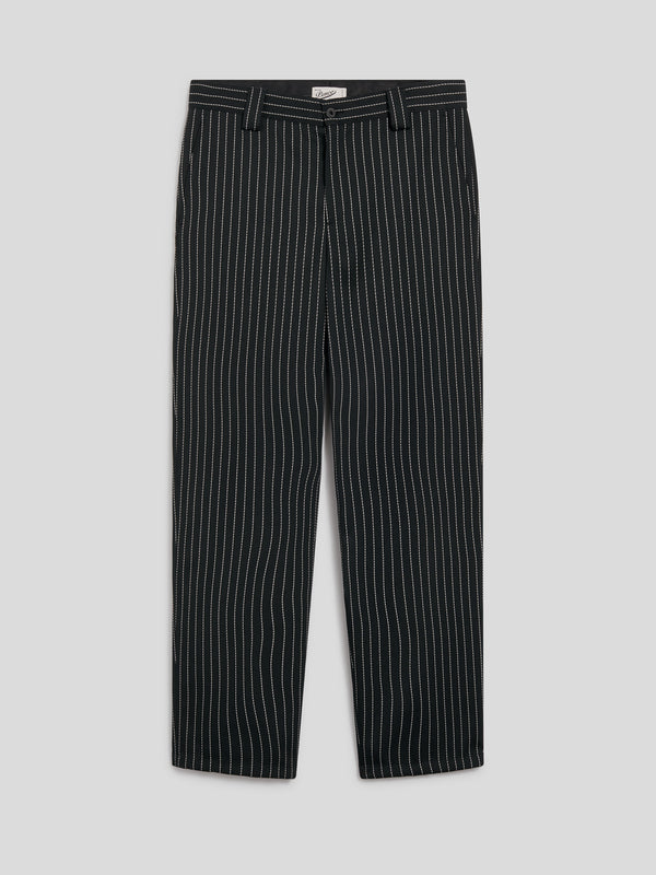 PANTALONE CHINOS DA UOMO REGULAR FIT IN GESSATO FONDO NERO E RIGA BIANCA - NERO/BIANCO PINSTRIPE - Abbigliamento Uomo | Pence 1979