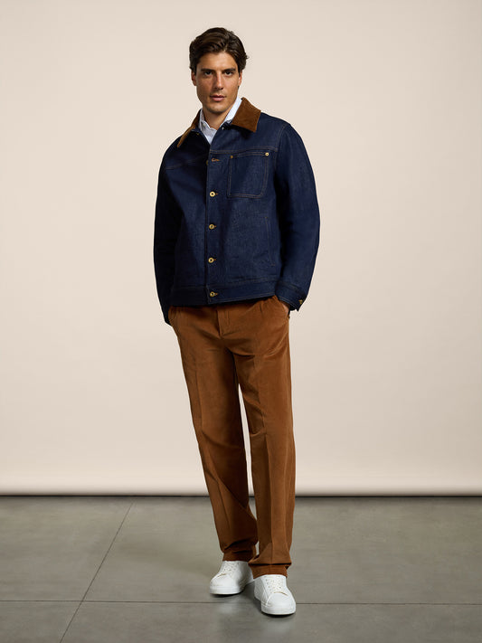 PANTALONE CHINOS DA UOMO REGULAR FIT IN VELLUTO COLORE CARAMELLO SCURO - DARK CARAMEL - Abbigliamento Uomo | Pence 1979