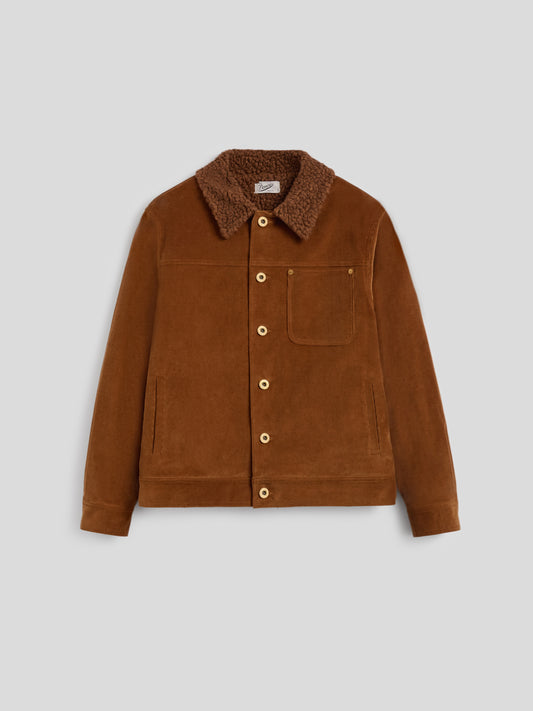 GIUBBINO DA UOMO RELAXED FIT IN VELLUTO A COSTE CON INTERNO TEDDY COLORE CARAMELLO SCURO - DARK CARAMEL - Abbigliamento Uomo | Pence 1979
