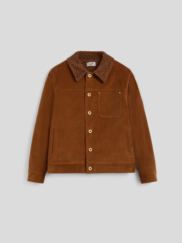 GIUBBINO DA UOMO RELAXED FIT IN VELLUTO A COSTE CON INTERNO TEDDY COLORE CARAMELLO SCURO - DARK CARAMEL - Abbigliamento Uomo | Pence 1979