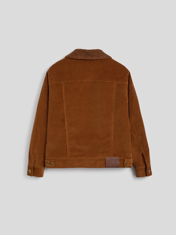 GIUBBINO DA UOMO RELAXED FIT IN VELLUTO A COSTE CON INTERNO TEDDY COLORE CARAMELLO SCURO - DARK CARAMEL - Abbigliamento Uomo | Pence 1979