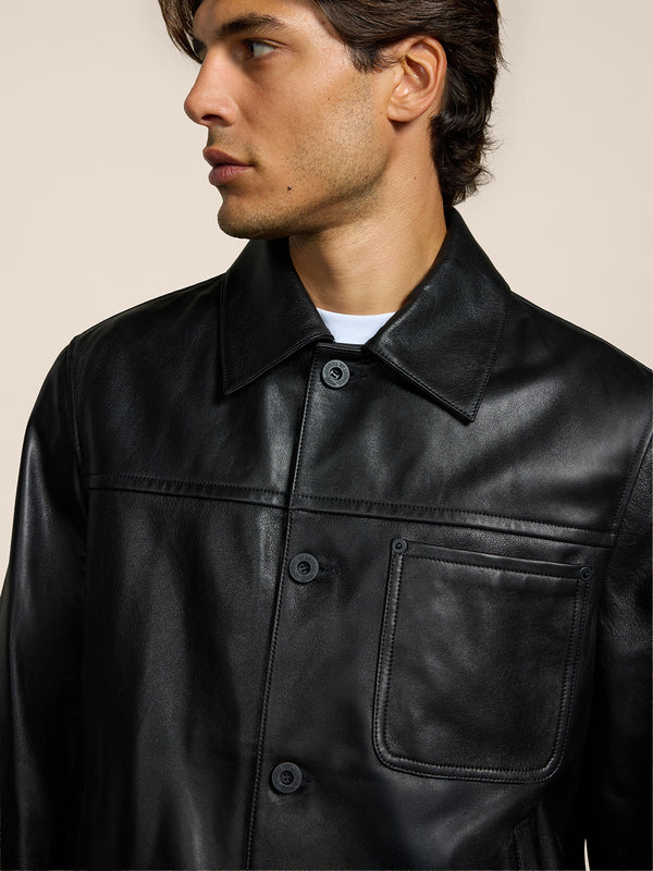 GIUBBINO DA UOMO REGULAR FIT IN PELLE D'AGNELLO COLORE NERO - NERO - Abbigliamento Uomo | Pence 1979