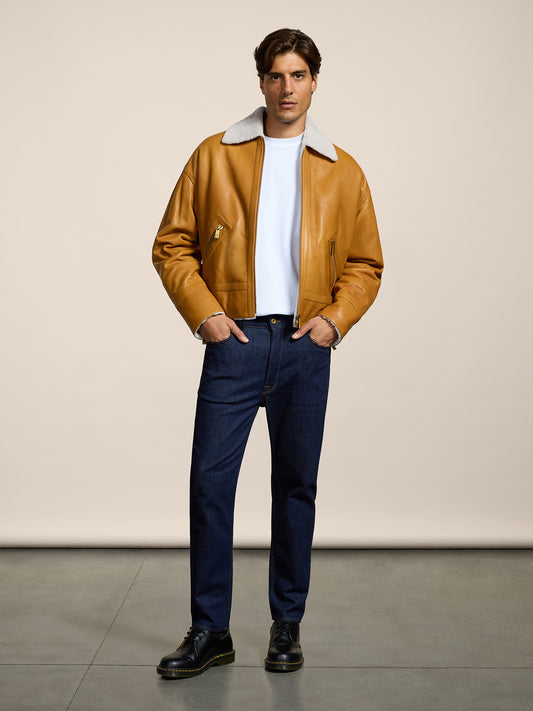 GIUBBINO DA UOMO COMFORT FIT CON INTERNO IN SHEARLING COLORE CARAMELLO - CARAMEL - Abbigliamento Uomo | Pence 1979