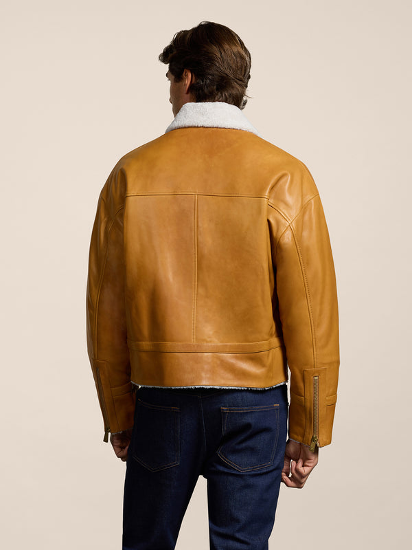 GIUBBINO DA UOMO COMFORT FIT CON INTERNO IN SHEARLING COLORE CARAMELLO - CARAMEL - Abbigliamento Uomo | Pence 1979