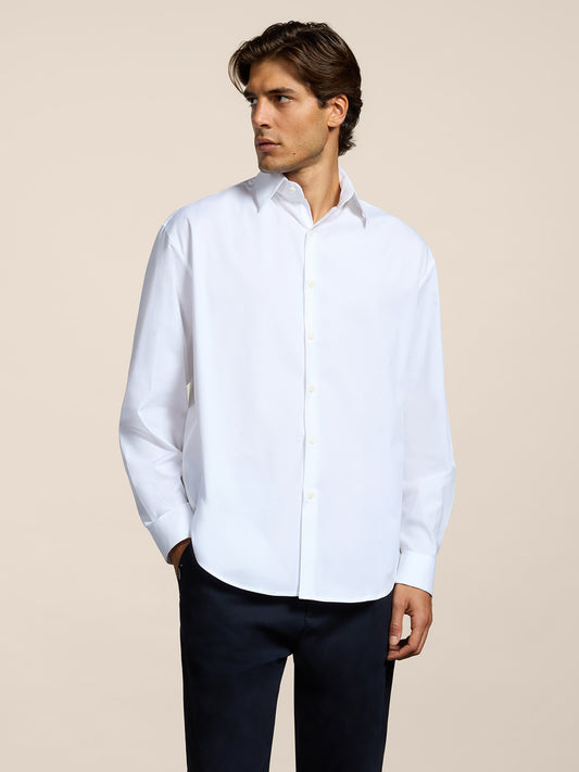 CAMICIA DA UOMO IN POPELINE DI COTONE REGULAR FIT COLORE BIANCO - BIANCO - Abbigliamento Uomo | Pence 1979