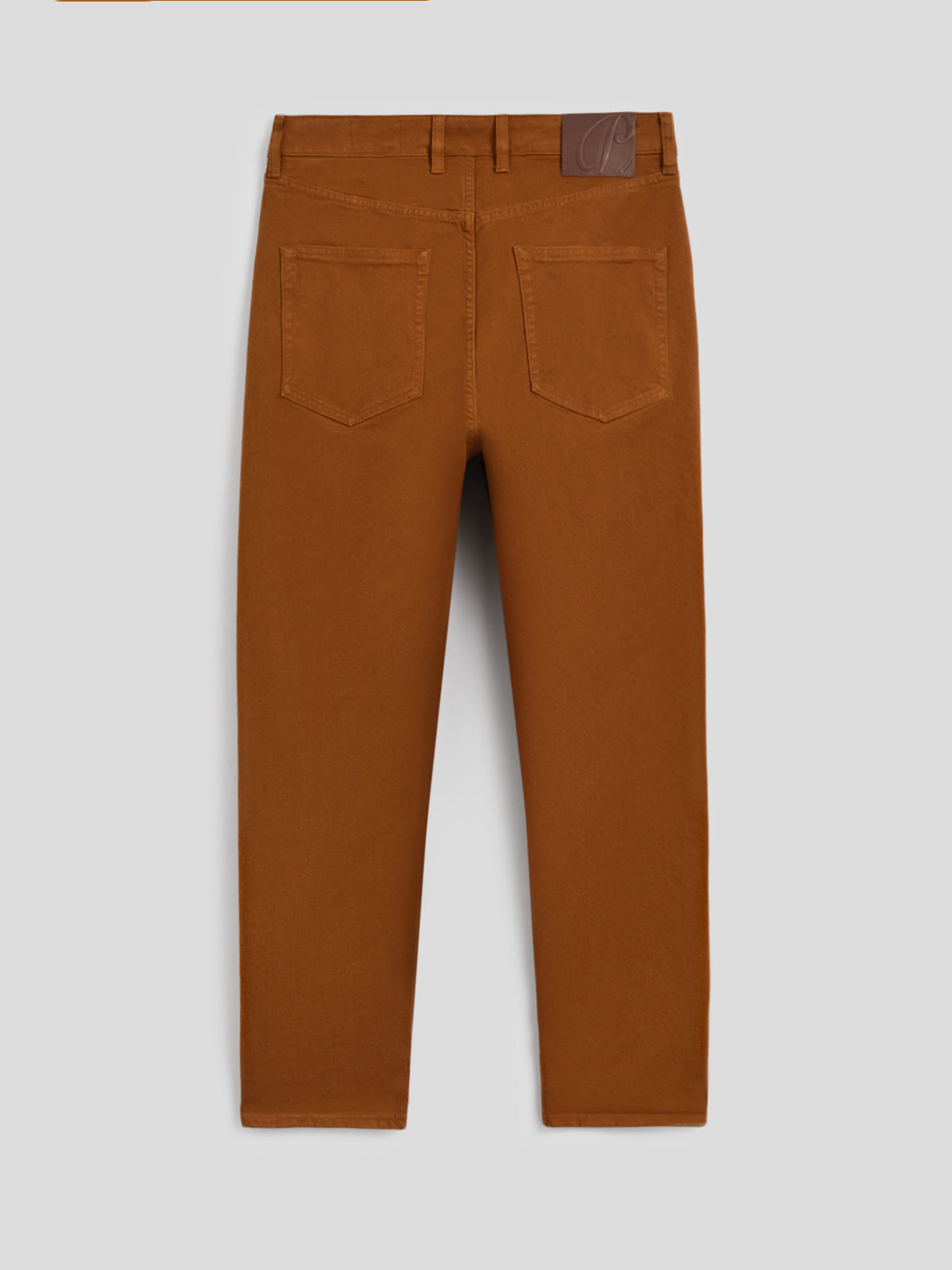 PANTALONE 5 TASCHE DA UOMO IN BULL DI COTONE COMFORT TINTO CAPO, CARROT FIT,COLORE TABACCO