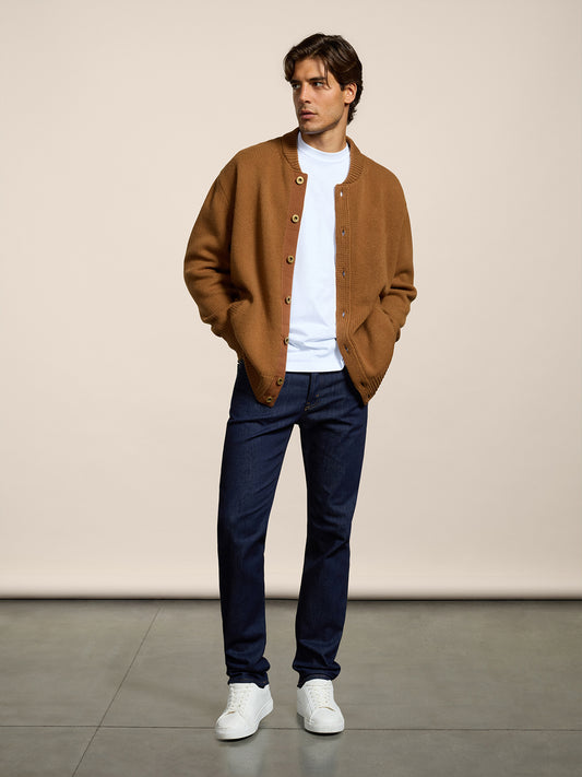 BOMBER DA UOMO LAVORATO A MAGLIA OVER FIT IN LANA CASHMERE COLORE TABACCO - LIGHT TOBACCO - Abbigliamento Uomo | Pence 1979