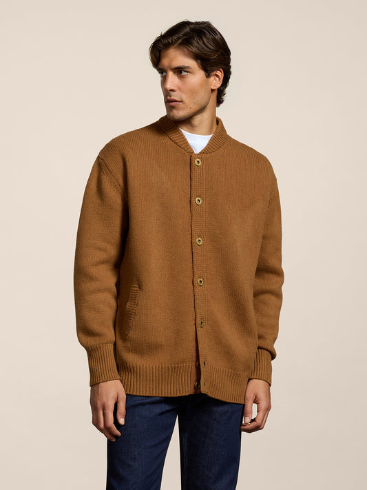 BOMBER DA UOMO LAVORATO A MAGLIA OVER FIT IN LANA CASHMERE COLORE TABACCO - LIGHT TOBACCO - Abbigliamento Uomo | Pence 1979