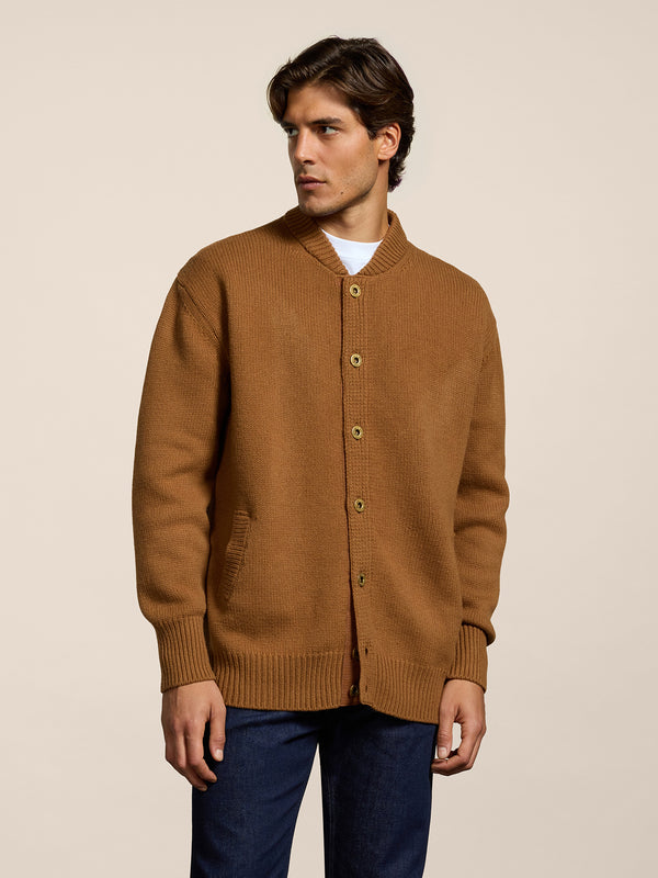 BOMBER DA UOMO LAVORATO A MAGLIA OVER FIT IN LANA CASHMERE COLORE TABACCO - LIGHT TOBACCO - Abbigliamento Uomo | Pence 1979