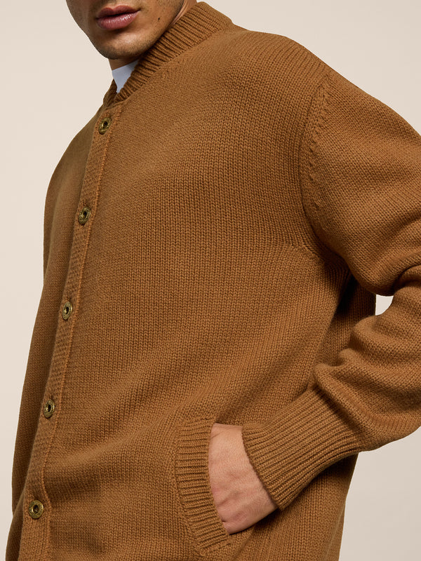BOMBER DA UOMO LAVORATO A MAGLIA OVER FIT IN LANA CASHMERE COLORE TABACCO - LIGHT TOBACCO - Abbigliamento Uomo | Pence 1979