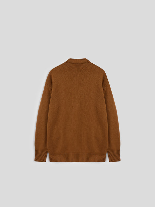 BOMBER DA UOMO LAVORATO A MAGLIA OVER FIT IN LANA CASHMERE COLORE TABACCO - LIGHT TOBACCO - Abbigliamento Uomo | Pence 1979