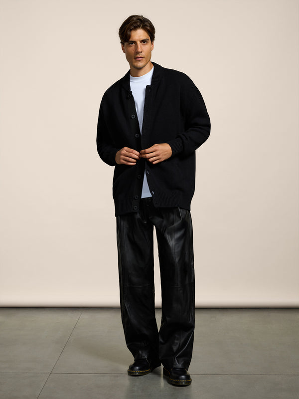 BOMBER DA UOMO LAVORATO A MAGLIA OVER FIT IN LANA CASHMERE COLORE NERO - NERO - Abbigliamento Uomo | Pence 1979