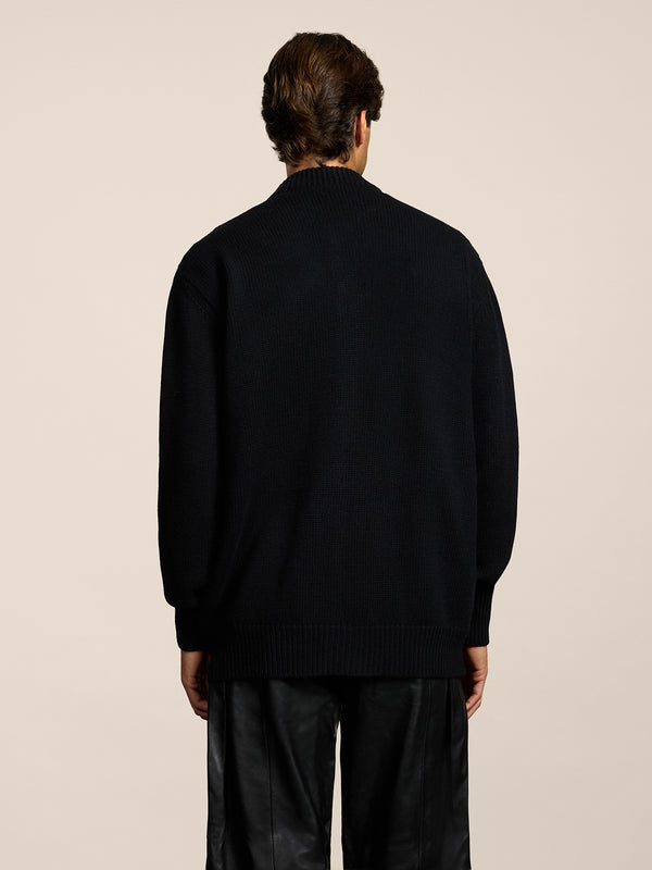 BOMBER DA UOMO LAVORATO A MAGLIA OVER FIT IN LANA CASHMERE COLORE NERO - NERO - Abbigliamento Uomo | Pence 1979