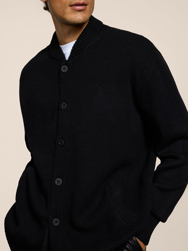 BOMBER DA UOMO LAVORATO A MAGLIA OVER FIT IN LANA CASHMERE COLORE NERO - NERO - Abbigliamento Uomo | Pence 1979