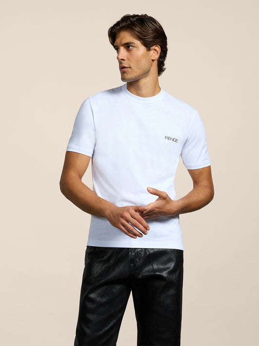 T-SHIRT GIROCOLLO DA UOMO IN COTONE , MANICA CORTA SLIM FIT CON RICAMO AL PETTO, COLORE BIANCO - BIANCO - Abbigliamento Uomo | Pence 1979