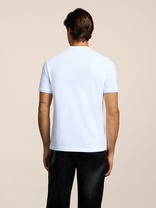 T-SHIRT GIROCOLLO DA UOMO IN COTONE , MANICA CORTA SLIM FIT CON RICAMO AL PETTO, COLORE BIANCO - BIANCO - Abbigliamento Uomo | Pence 1979